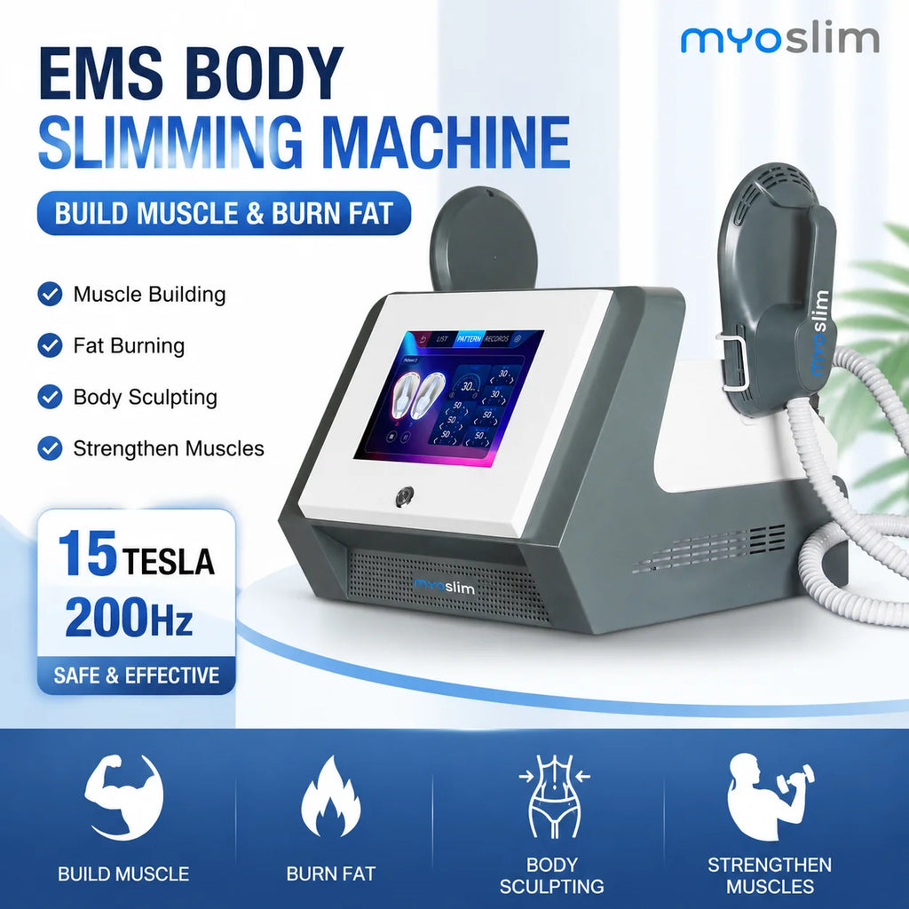 MYOslim Muscle Fitness Sculpting Machine Slimming EMS Fat Removal Weight Loss Stimulating Beauty Salon Equipment with 2 Handles