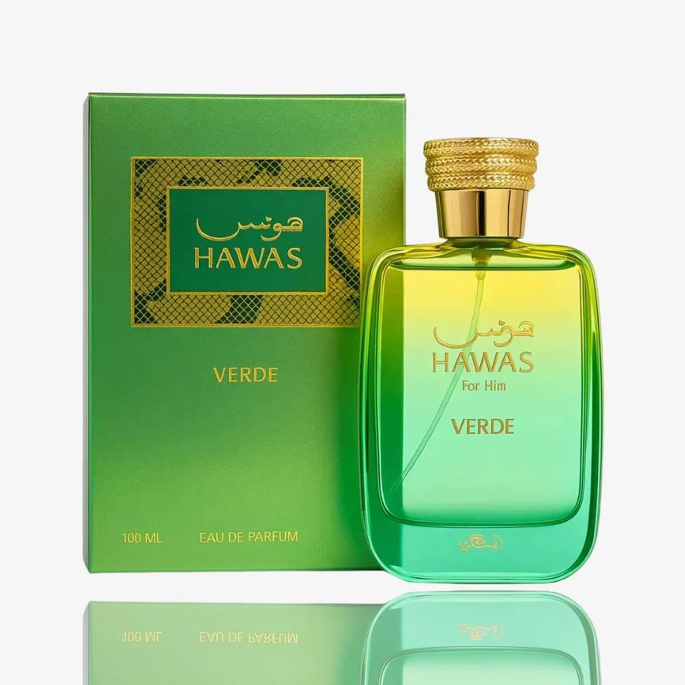 Rasasi Hawas Verde - Citrus, Fresh Spicy, Conifer, Eau De Parfum 3.4 oz for Men Long Lasting Spray