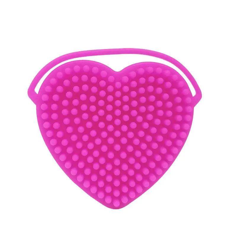 〔San〕Heart Shaped Silicone Facial Brush Double-sided Scrabber Hanging Brush  Cleansing Brush Portable Exfoliating Beauty Brush
