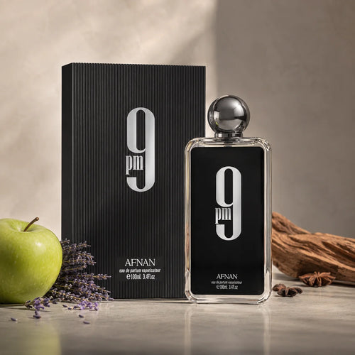 Afnan 9 PM Men Eau De Parfum Transparent Square Bottle Silver Round Cap Luxury Arabian Woody Scent Long Lasting Fragrance 100ml Mens Cologne Perfume Gift Set For Male
